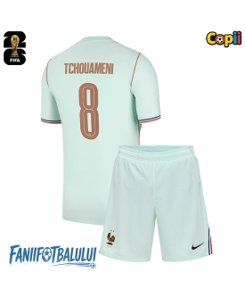 Franța Aurelien Tchouameni #8 Echipament de Fotbal Replică Mondial 2026 Copii Deplasare (+ Șorturi)
